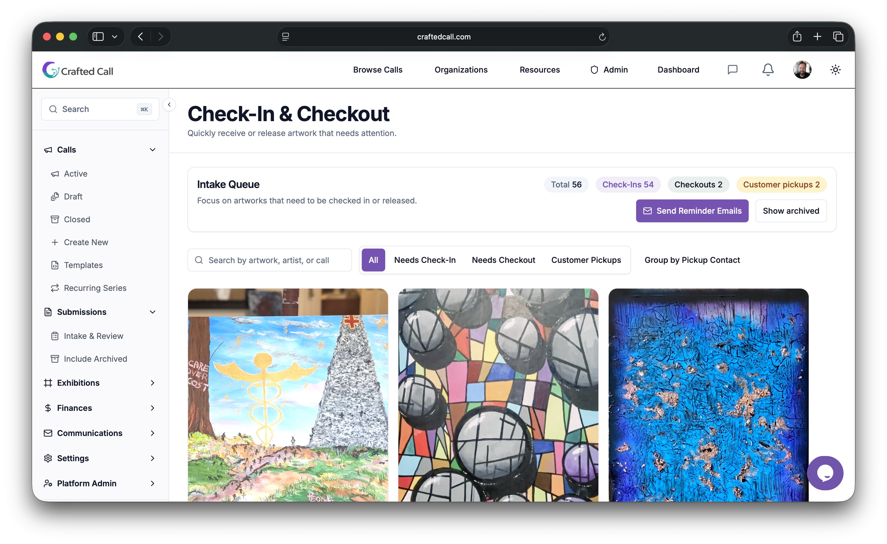 Check in and check out artwork